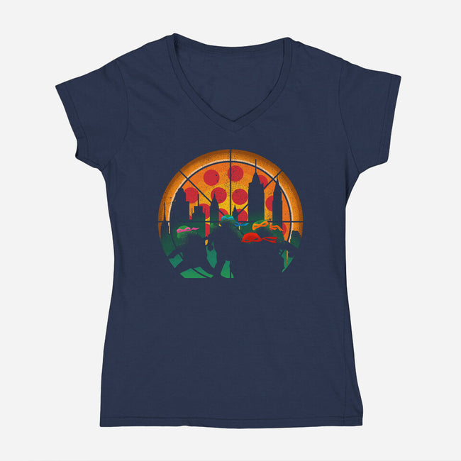 Slices Of City Adventure-Womens-V-Neck-Tee-sachpica