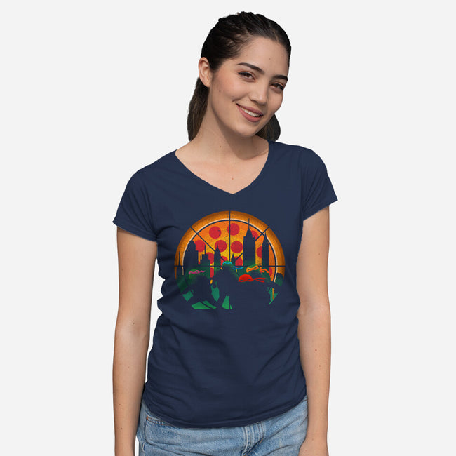 Slices Of City Adventure-Womens-V-Neck-Tee-sachpica