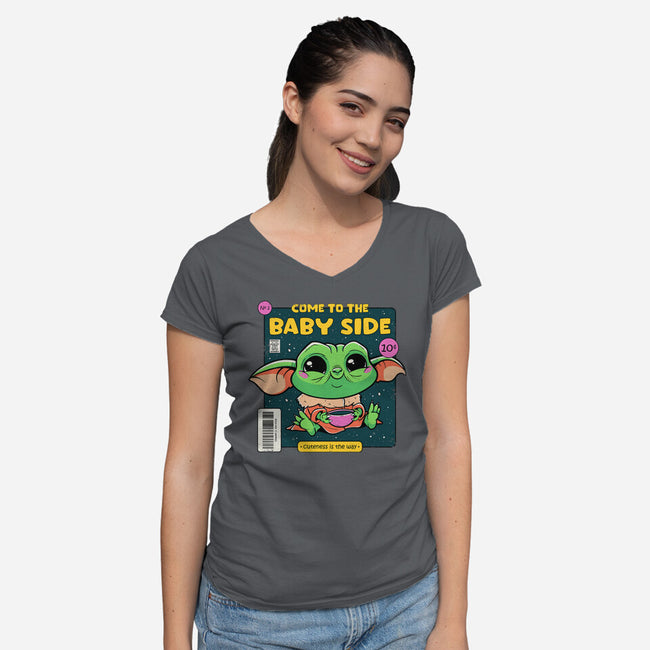 Cuteness Is The Way-Womens-V-Neck-Tee-Ca Mask