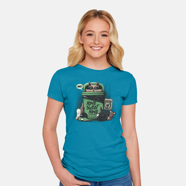 Home Sweet Home Garbage Raccoon-Womens-Fitted-Tee-tobefonseca