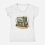 Coffeeshop Cats Bookstore-Womens-V-Neck-Tee-tobefonseca