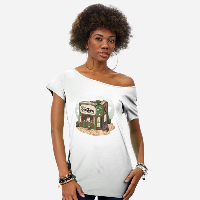 Coffeeshop Cats Bookstore-Womens-Off Shoulder-Tee-tobefonseca