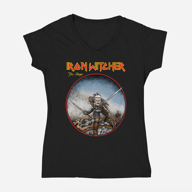 Iron Witcher-Womens-V-Neck-Tee-joerawks