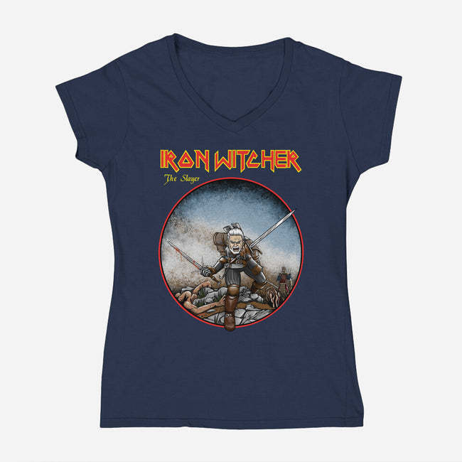 Iron Witcher-Womens-V-Neck-Tee-joerawks