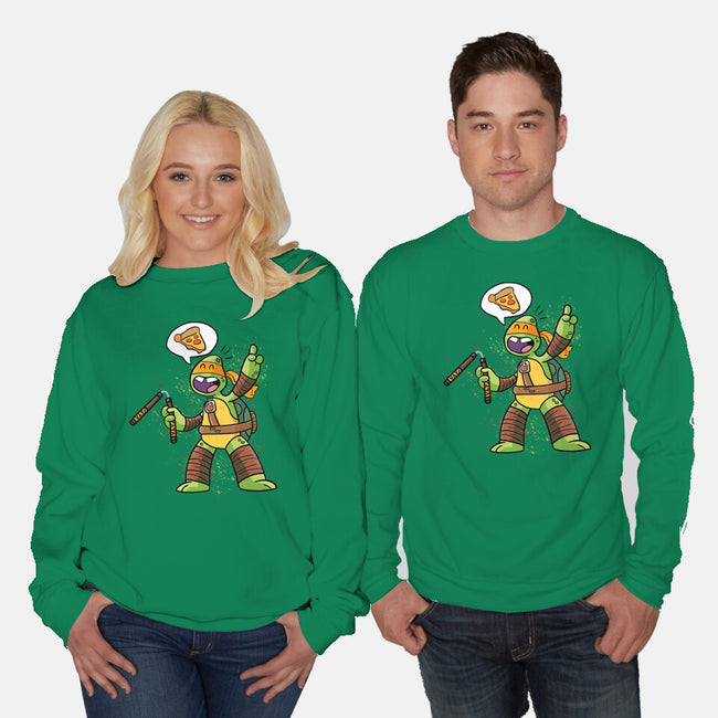 One Pizza Please-Unisex-Crew Neck-Sweatshirt-MaxoArt