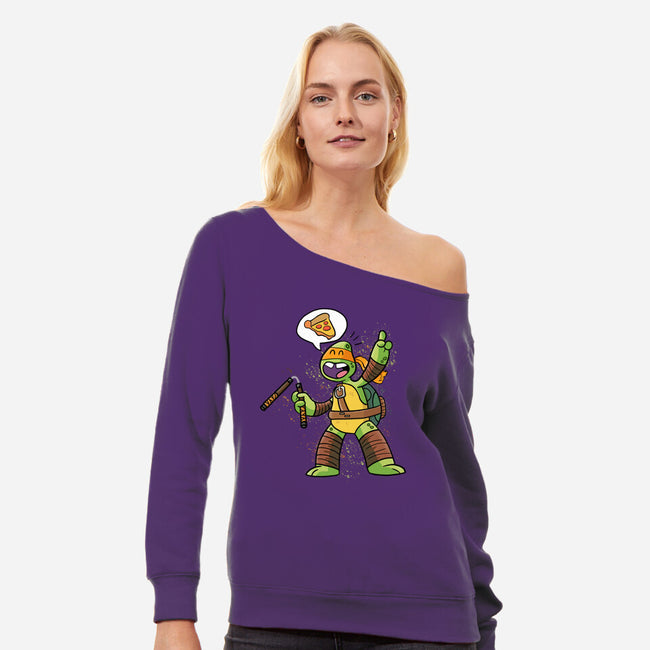 One Pizza Please-Womens-Off Shoulder-Sweatshirt-MaxoArt