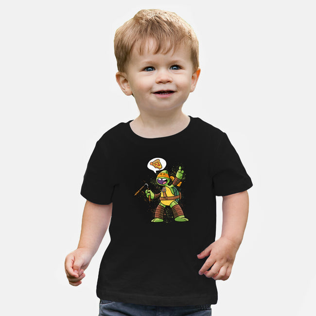 One Pizza Please-Baby-Basic-Tee-MaxoArt