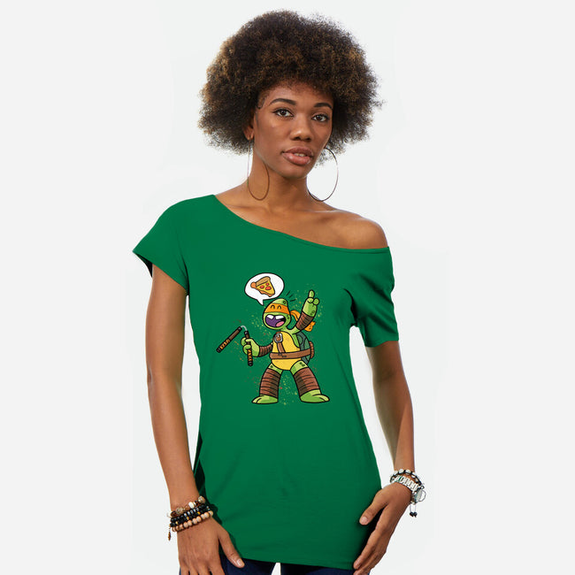 One Pizza Please-Womens-Off Shoulder-Tee-MaxoArt