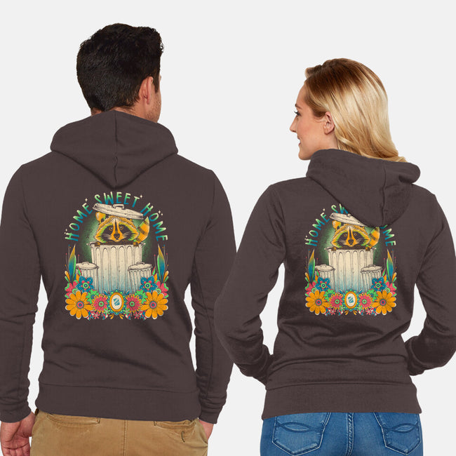 Raccoon Home Sweet Home-Unisex-Zip-Up-Sweatshirt-GODZILLARGE