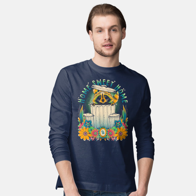 Raccoon Home Sweet Home-Mens-Long Sleeved-Tee-GODZILLARGE