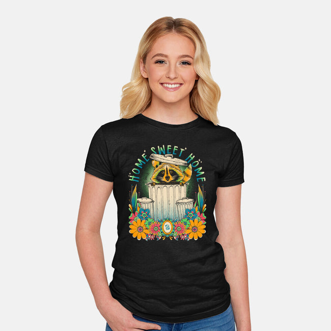 Raccoon Home Sweet Home-Womens-Fitted-Tee-GODZILLARGE