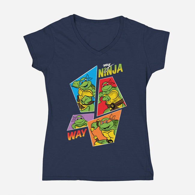 My Ninja Way-Womens-V-Neck-Tee-Seeworm_21