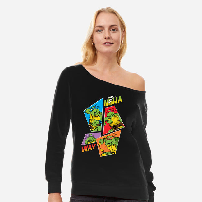 My Ninja Way-Womens-Off Shoulder-Sweatshirt-Seeworm_21