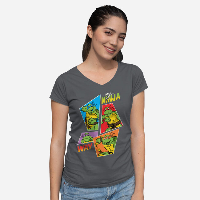 My Ninja Way-Womens-V-Neck-Tee-Seeworm_21