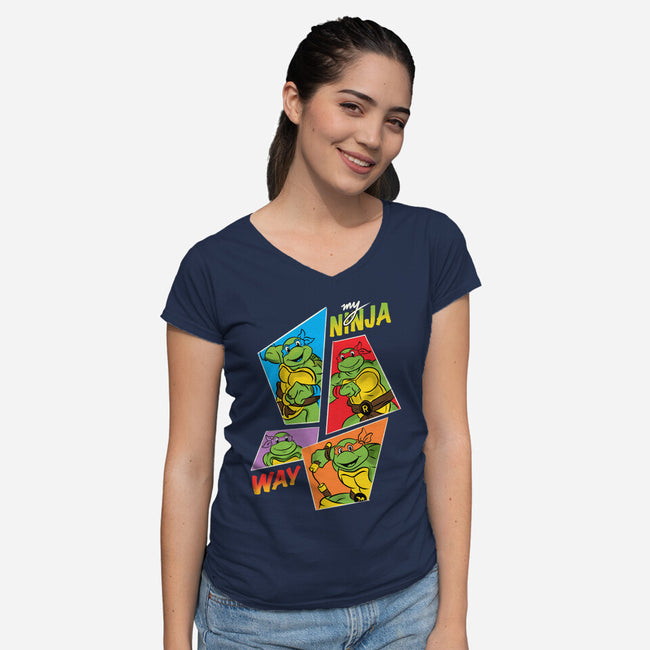 My Ninja Way-Womens-V-Neck-Tee-Seeworm_21