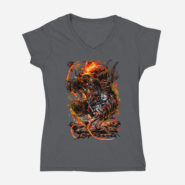 Demon Fights-Womens-V-Neck-Tee-Conjura Geek