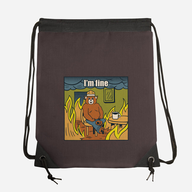 I'm Fine Bear Fire Meme-None-Drawstring-Bag-tobefonseca