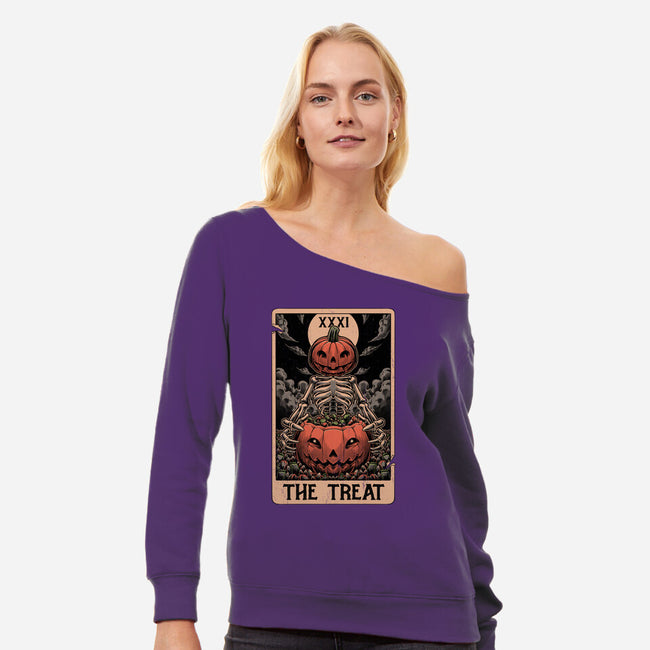 Halloween Tarot Pumpkin Treat-Womens-Off Shoulder-Sweatshirt-Studio Mootant