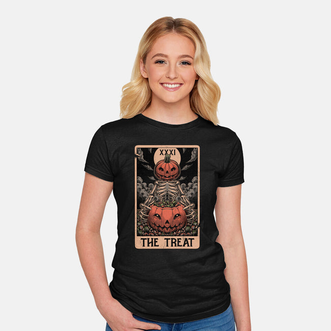 Halloween Tarot Pumpkin Treat-Womens-Fitted-Tee-Studio Mootant