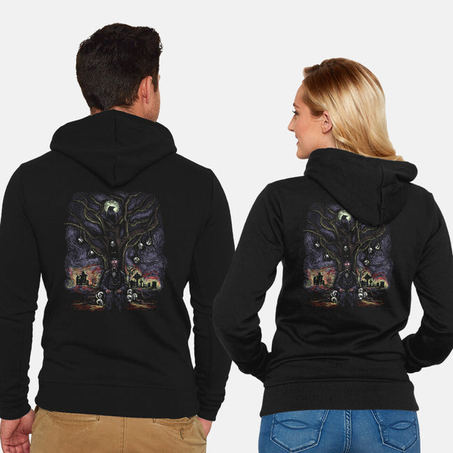 Starry Poe-Unisex-Zip-Up-Sweatshirt-zascanauta