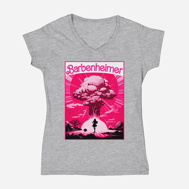 Barbenheimer Explosion-Womens-V-Neck-Tee-Benizdani