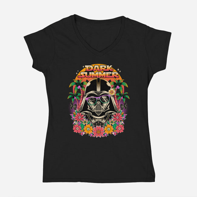 Dark Summer-Womens-V-Neck-Tee-GODZILLARGE