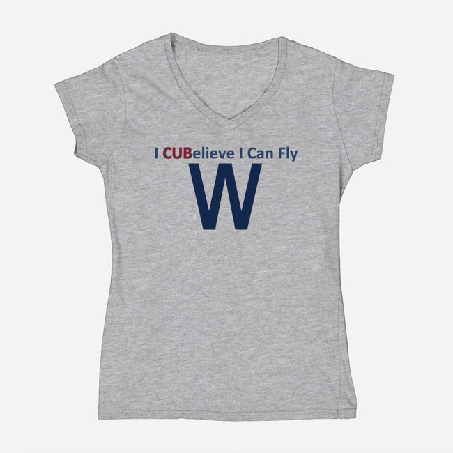 I CUBelieve I Can Fly-Womens-V-Neck-Tee-Mills