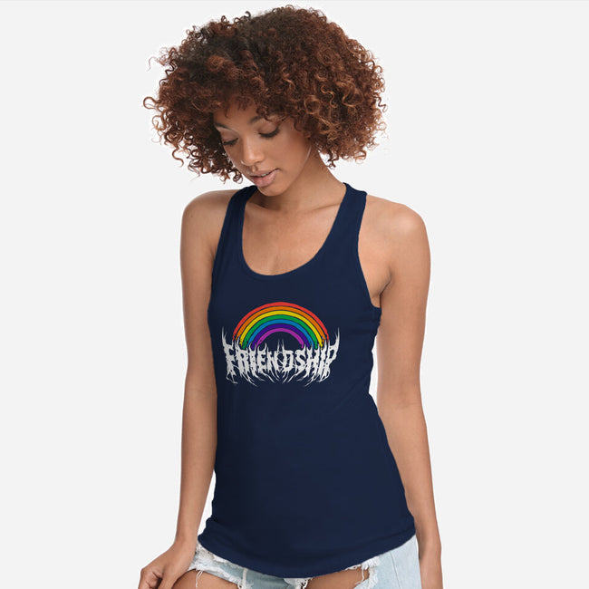 Friendship Powered By Metal-Womens-Racerback-Tank-manoystee