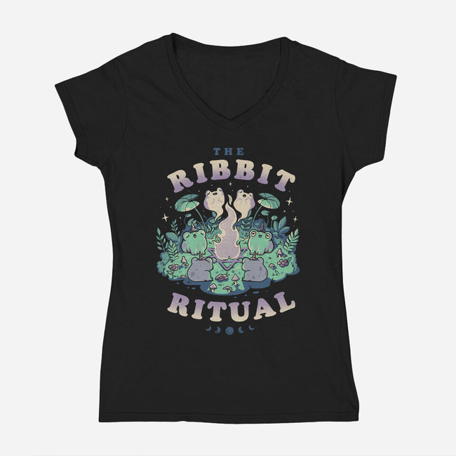 The Ribbit Ritual-Womens-V-Neck-Tee-eduely