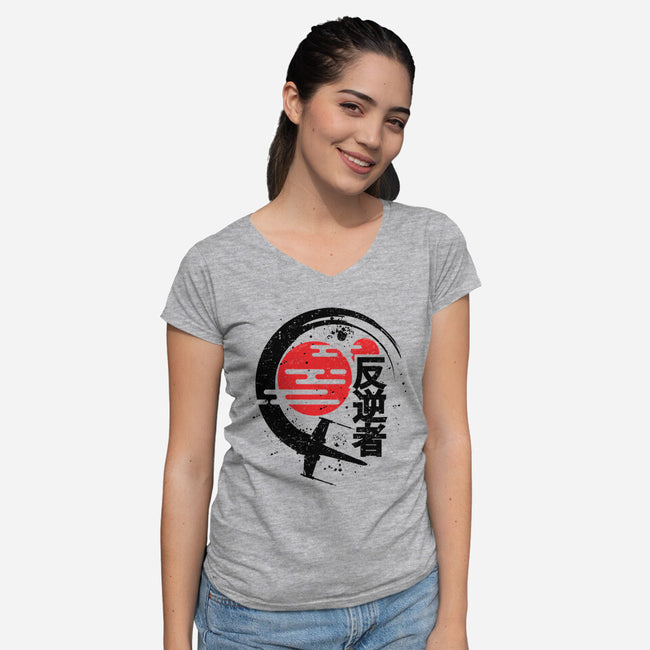 Rebel Of The Rising Sun-Womens-V-Neck-Tee-jrberger