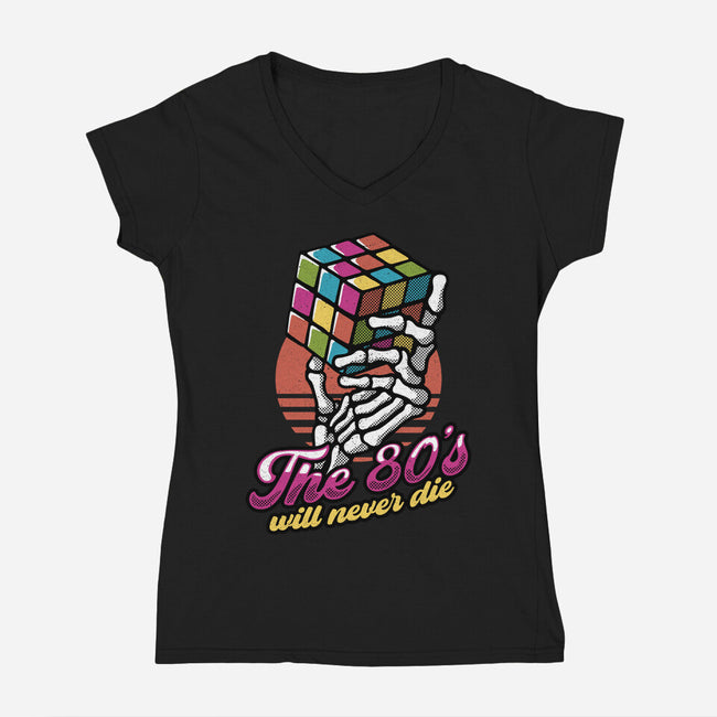 80s Will Never Die-Womens-V-Neck-Tee-tobefonseca