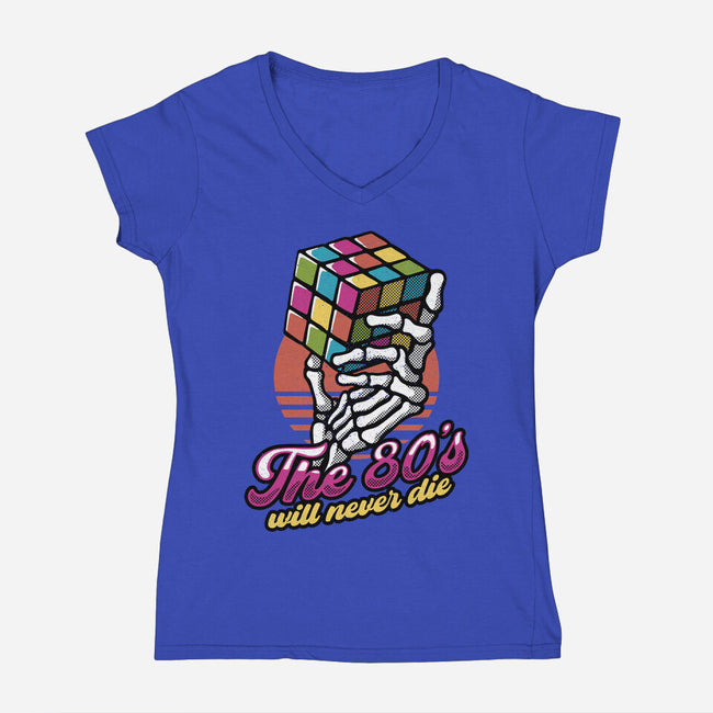 80s Will Never Die-Womens-V-Neck-Tee-tobefonseca