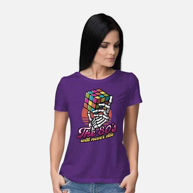 80s Will Never Die-Womens-Basic-Tee-tobefonseca