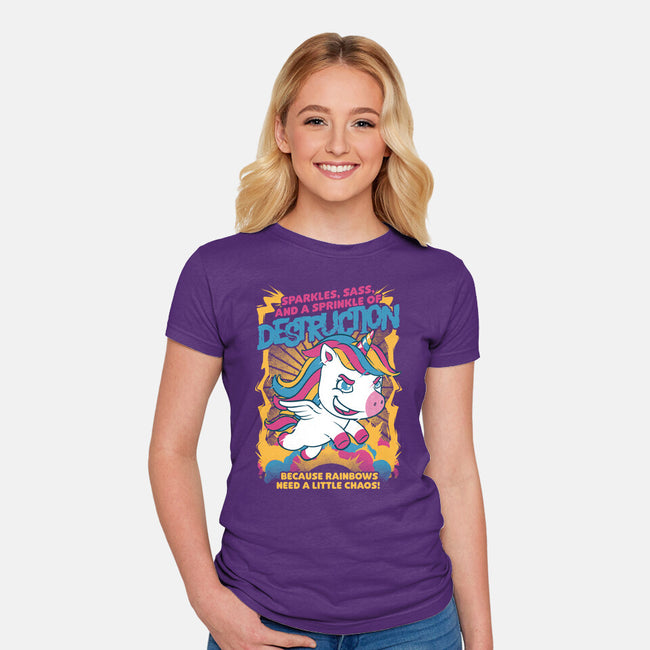 Unicorn Rainbows Destruction-Womens-Fitted-Tee-Studio Mootant