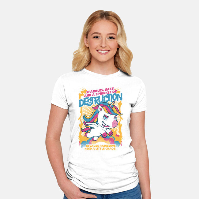 Unicorn Rainbows Destruction-Womens-Fitted-Tee-Studio Mootant