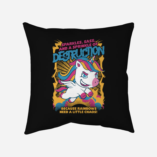 Unicorn Rainbows Destruction-None-Non-Removable Cover w Insert-Throw Pillow-Studio Mootant