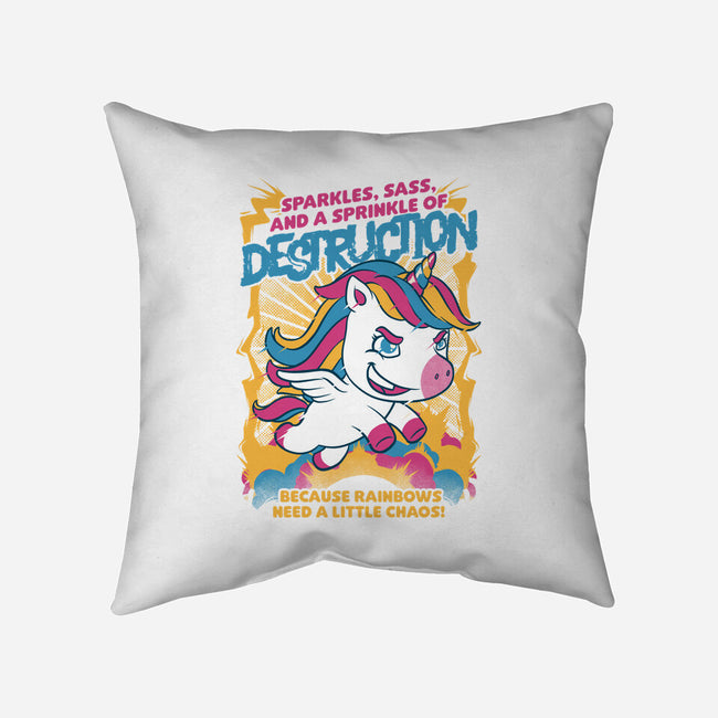 Unicorn Rainbows Destruction-None-Non-Removable Cover w Insert-Throw Pillow-Studio Mootant