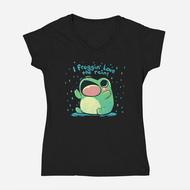 Froggin Love The Rain-Womens-V-Neck-Tee-TechraNova