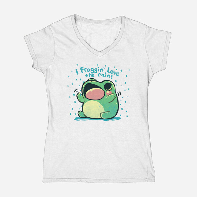 Froggin Love The Rain-Womens-V-Neck-Tee-TechraNova