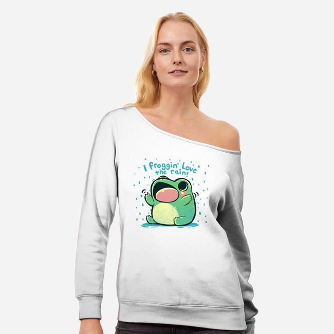 Froggin Love The Rain-Womens-Off Shoulder-Sweatshirt-TechraNova