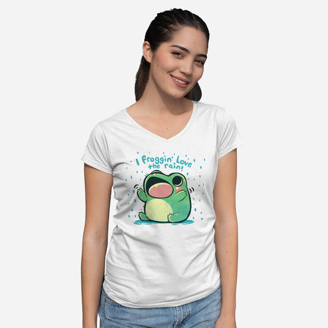 Froggin Love The Rain-Womens-V-Neck-Tee-TechraNova