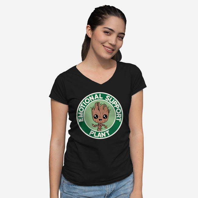 Emotional Support Plant-Womens-V-Neck-Tee-Melonseta