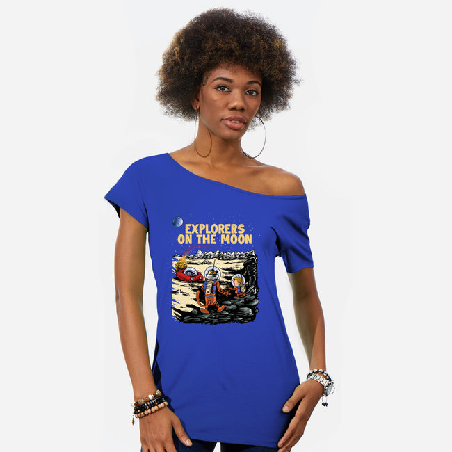 Explorers On The Moon-Womens-Off Shoulder-Tee-zascanauta