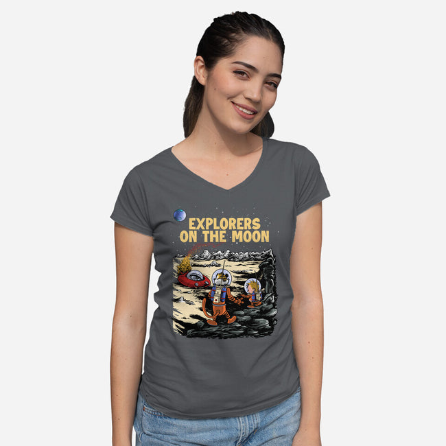 Explorers On The Moon-Womens-V-Neck-Tee-zascanauta