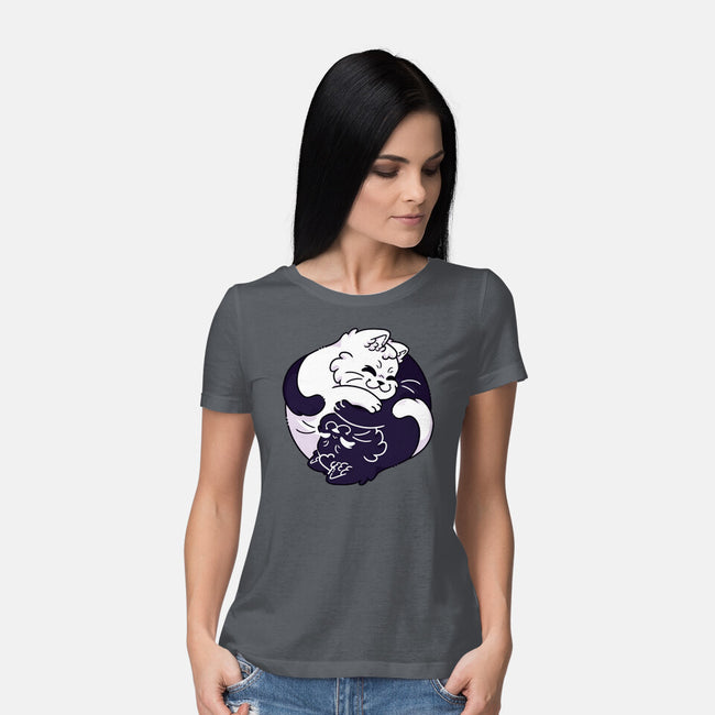 Ying Yang Cat-Womens-Basic-Tee-Zaia Bloom