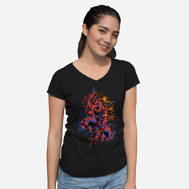 Ronin Color-Womens-V-Neck-Tee-nickzzarto