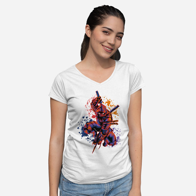 Ronin Color-Womens-V-Neck-Tee-nickzzarto