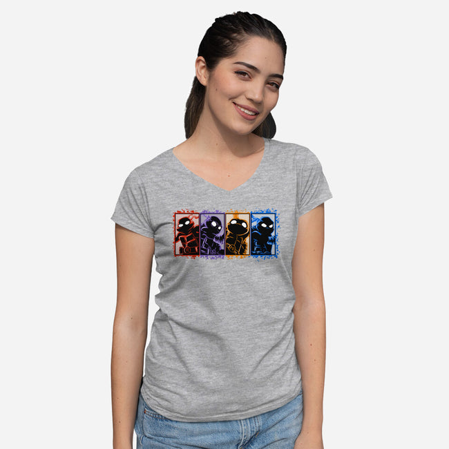 My Turtle Brothers-Womens-V-Neck-Tee-nickzzarto