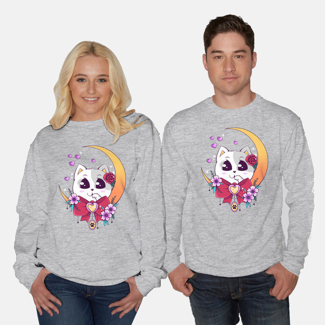 Kawaii Cat-Unisex-Crew Neck-Sweatshirt-GODZILLARGE