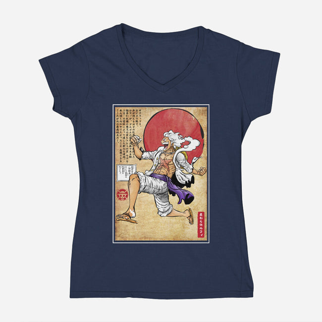 Gear Five Woodblock-Womens-V-Neck-Tee-DrMonekers